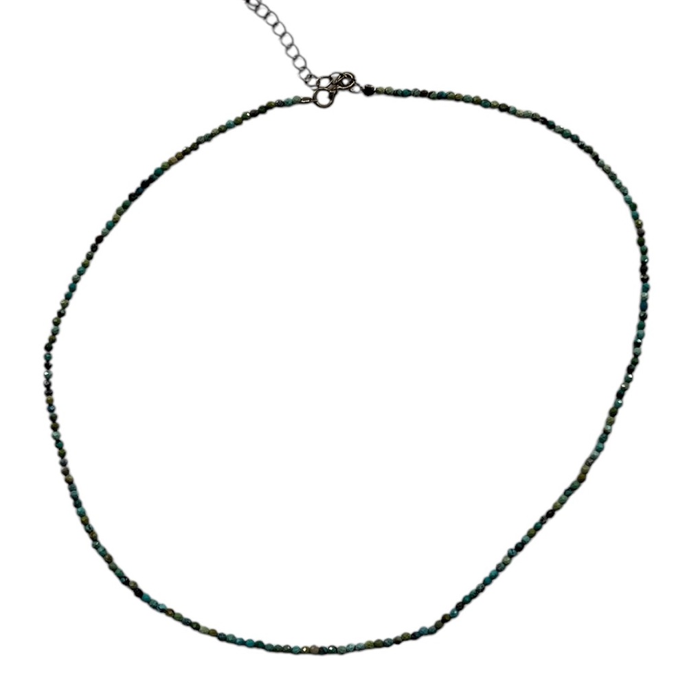 Real Turquoise small Beaded Gemstone Necklace, Chocker, Adjustable,18 inches,New - Picture 6 of 6